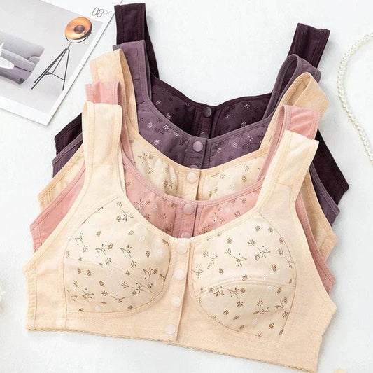 New Anti Sagging Front Open Cooling Cotton Button Bra