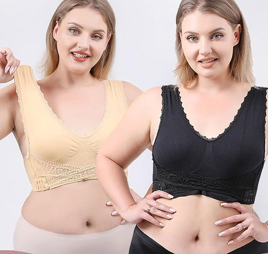 Strechable Comfy corset bra front cross side buckle lace bras